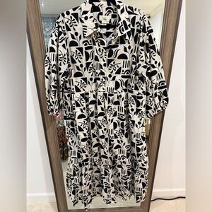 Anthropologie Maeve Bettina Tiered Shirt Dress Size XL Black Geometric